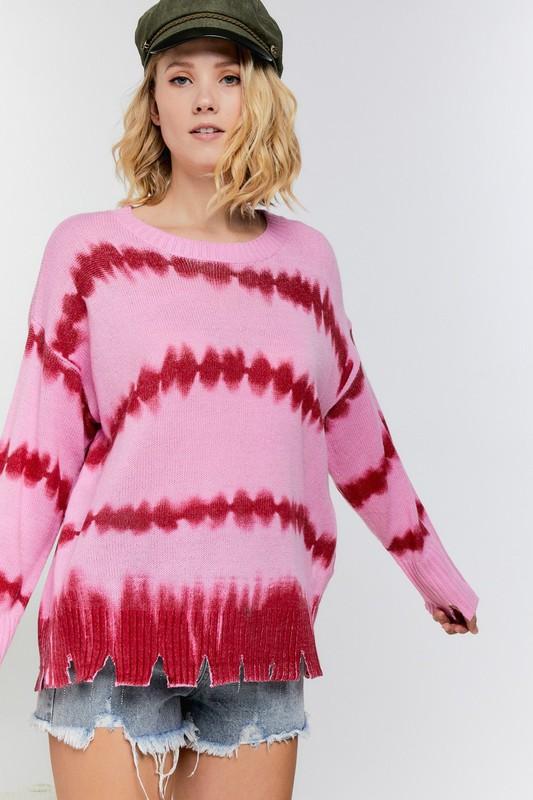 Pink Tie Dye Lightweight Sweater