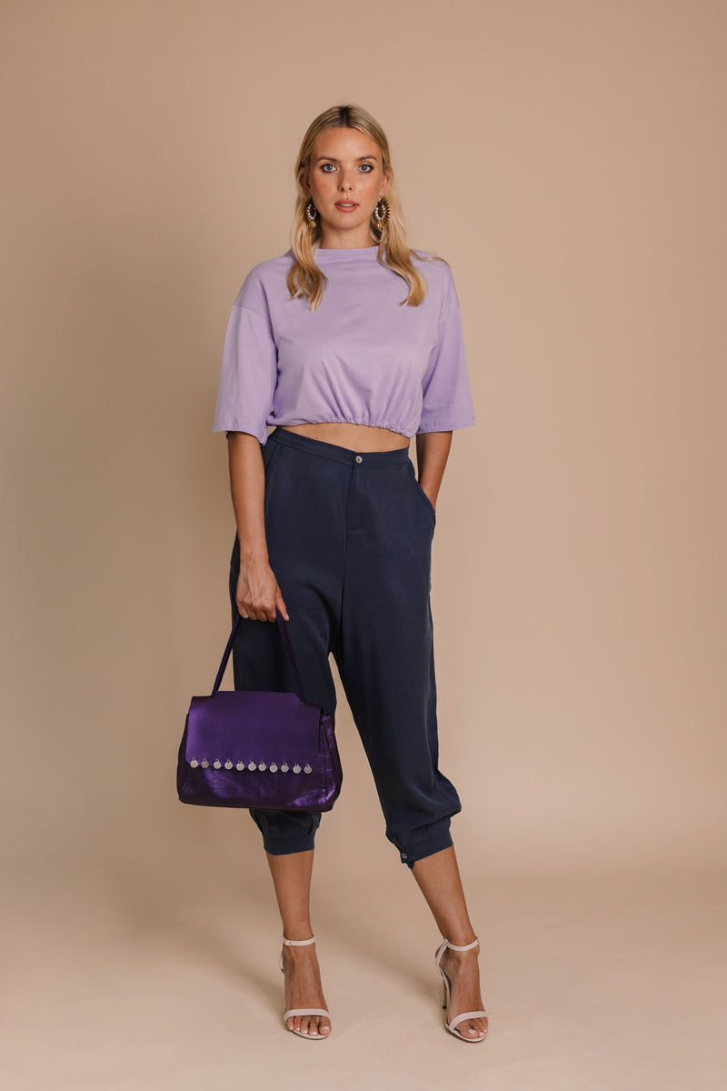 purple handbag bynes new york leather handmade