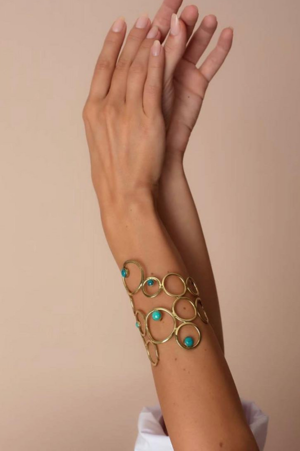 Encrusted turquoise statement cuffs Bynes New York