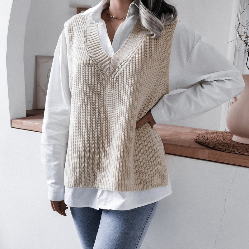Rib-Knit V-Neck Sweater Vest